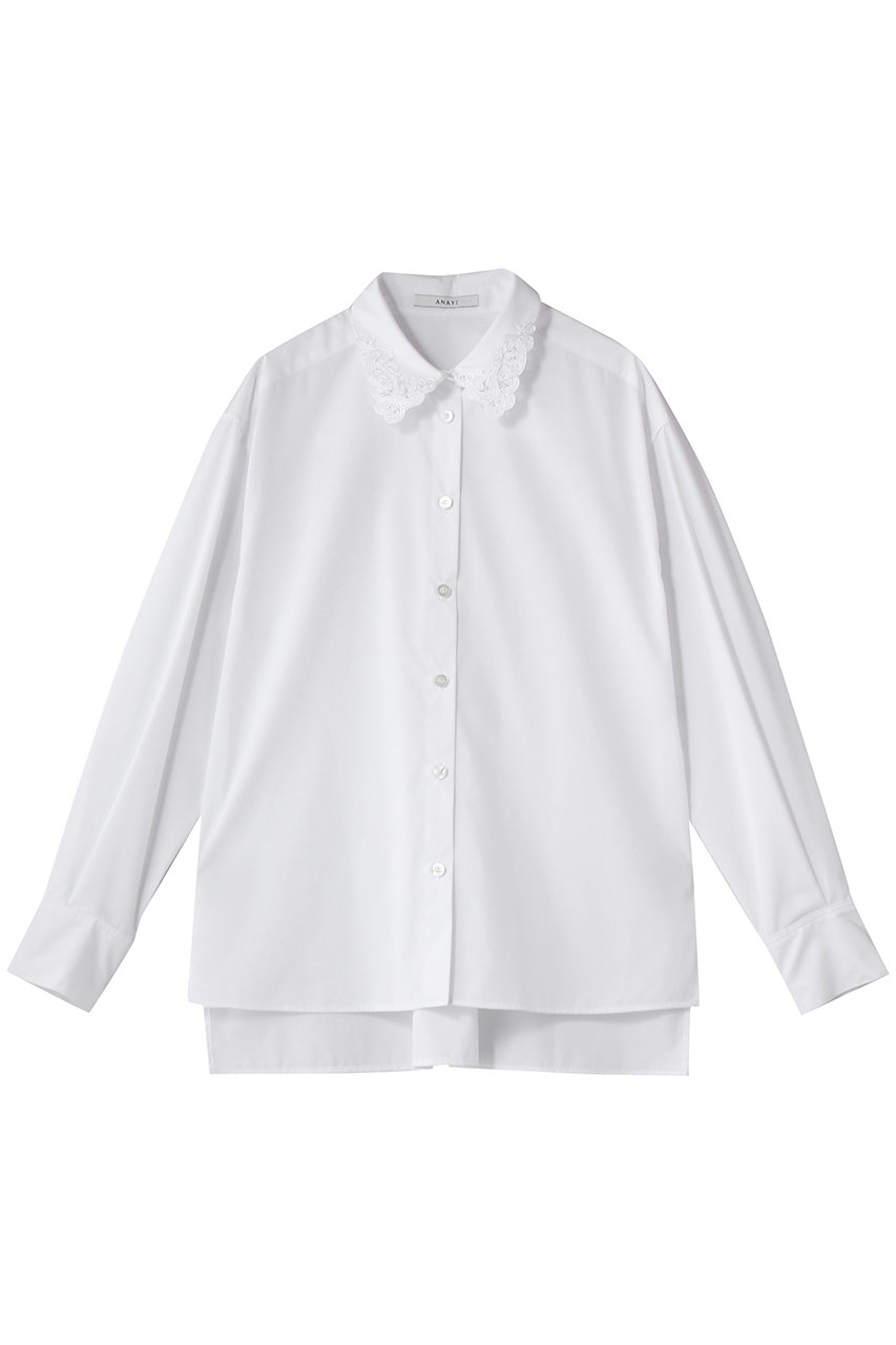 アナイ/ANAYIのコットンブロード衿刺繍シャツ(ホワイト/10261713530-01-380)
