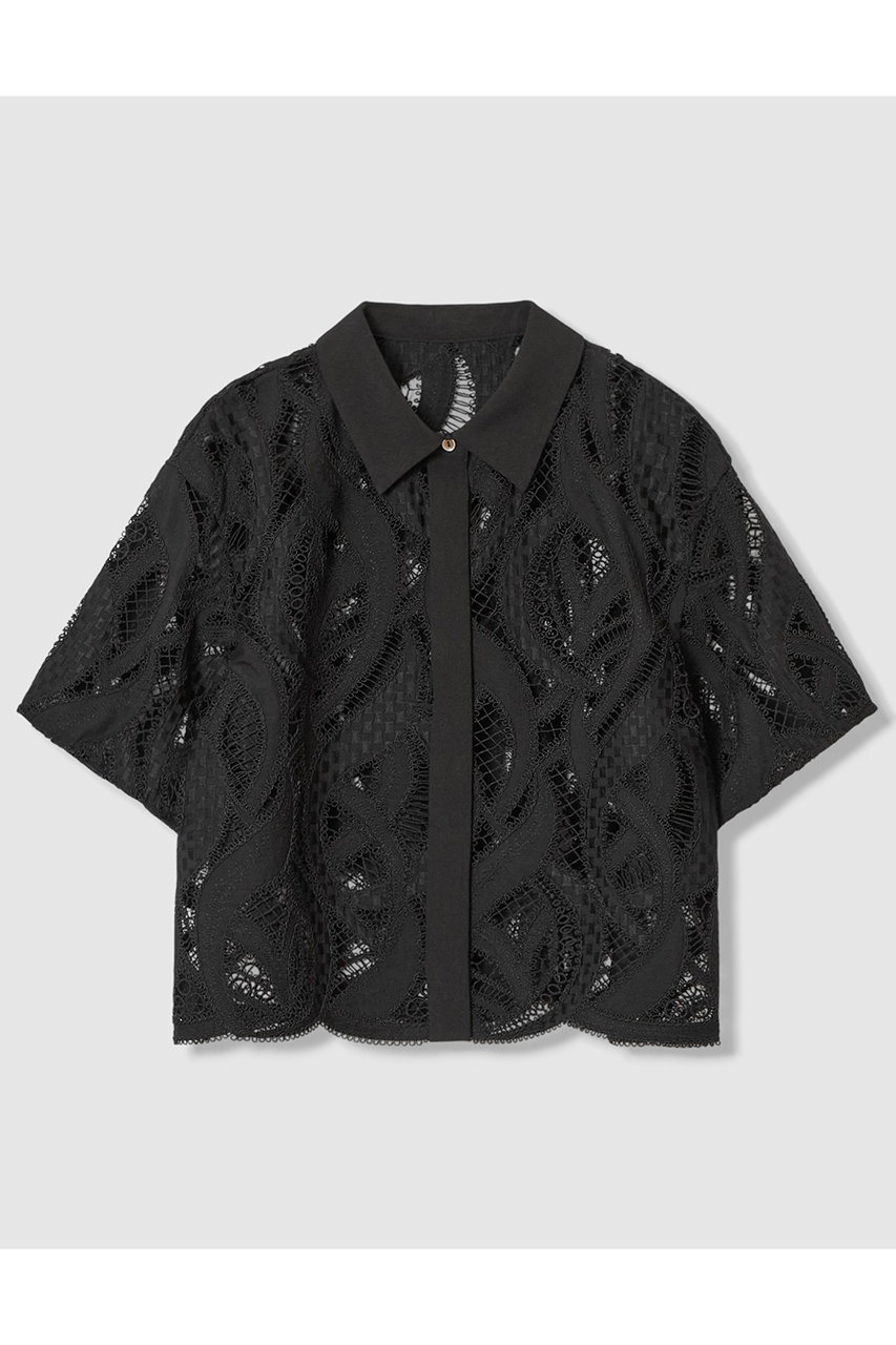 アナイ/ANAYIの【予約販売】【セットアップ対象商品】リーフコード刺繍半袖 ブラウス(ブラック/10261113120-95-380)