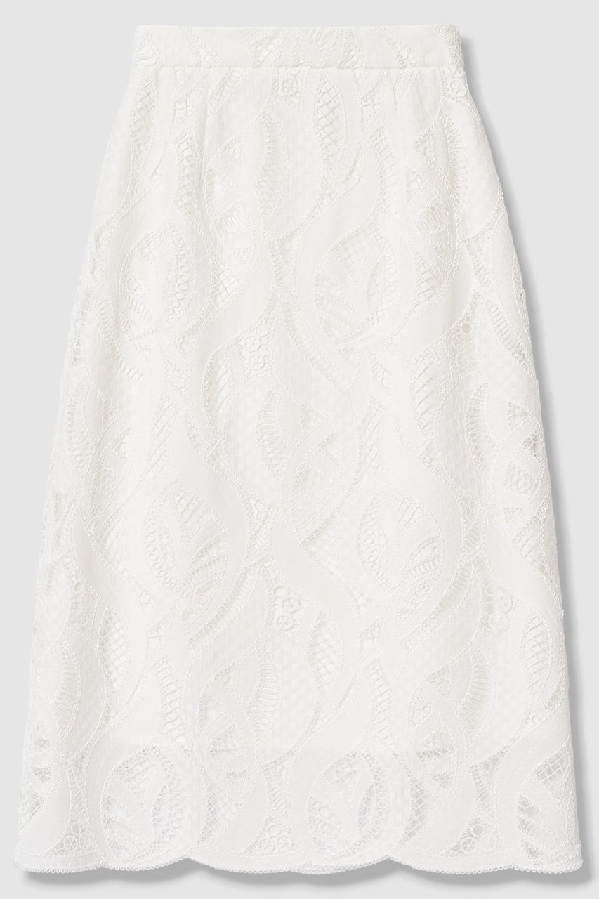 アナイ/ANAYIの【予約販売】【セットアップ対象商品】リーフコード刺繍 Iライン スカート(ホワイト/10261111120-95-380)