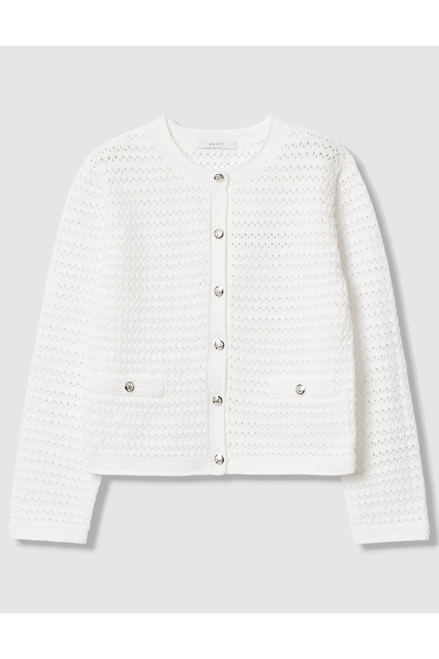 アナイ/ANAYIの【予約販売】アイレットボーダー カーディガン(オフホワイト/10261816400-98-380)