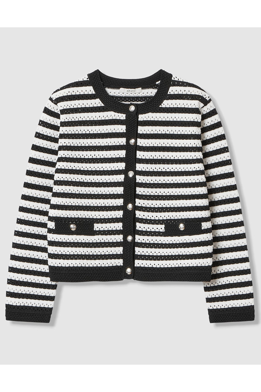 アナイ/ANAYIの【予約販売】アイレットボーダー カーディガン(ブラック系/10261816400-98-380)
