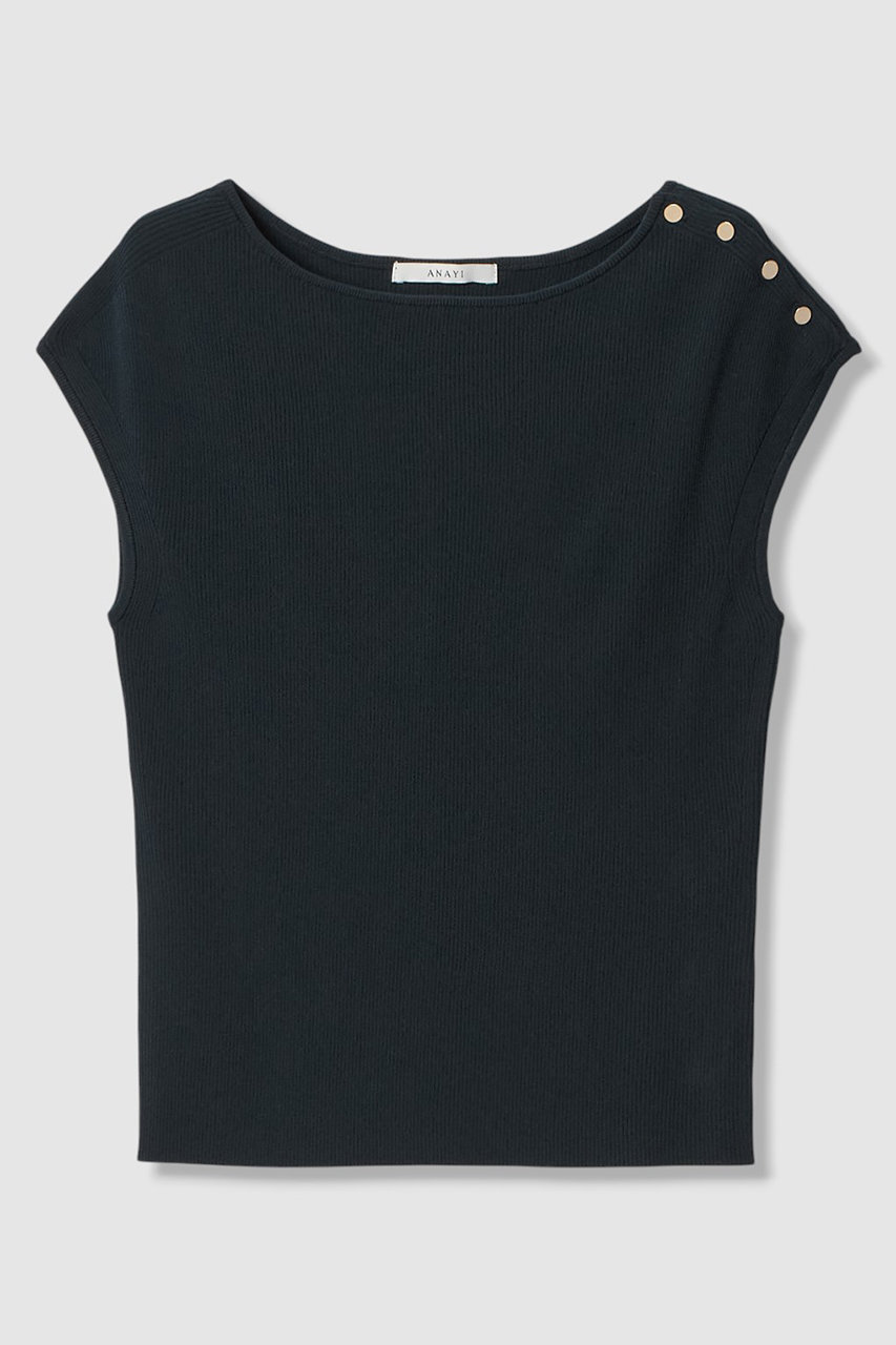 アナイ/ANAYIのレーヨンポリエステルストレッチショルダー釦 プルオーバー(ネイビー/10261816780-65-380)
