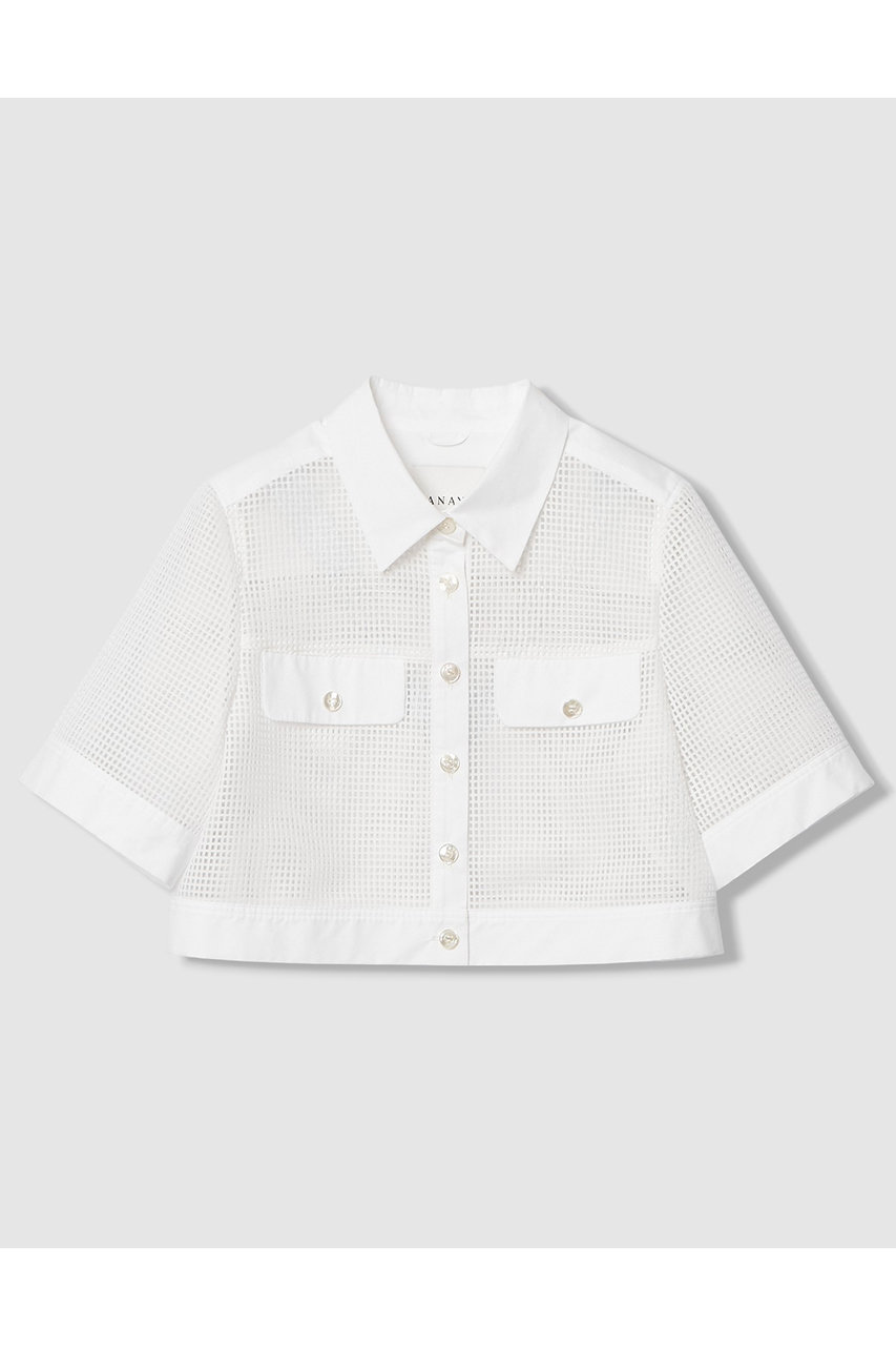アナイ/ANAYIの【予約販売】【セットアップ対応商品】メッシュラッセル5分袖シャツブルゾン(ホワイト/10261110360-95-380)