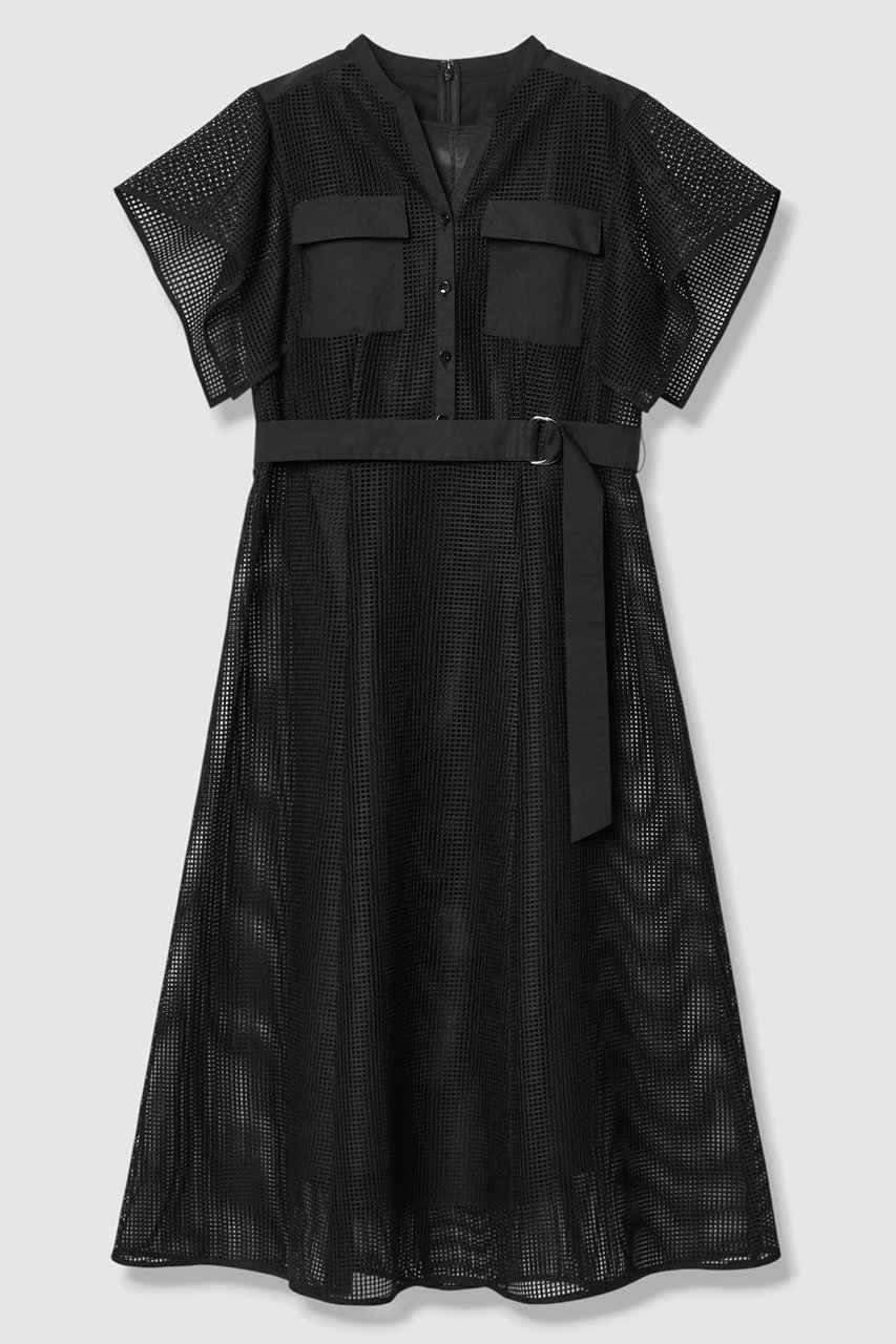 アナイ/ANAYIの【予約販売】【セットアップ対応商品】メッシュラッセルフレア袖 ワンピース(ブラック/10261714470-95-380)