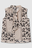 【セットアップ対応商品】ドットパッチワークプリントボウタイ ブラウス