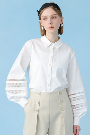 アナイ/ANAYIのブロードレース切り替えスリーブ ブラウス(110400/110403)