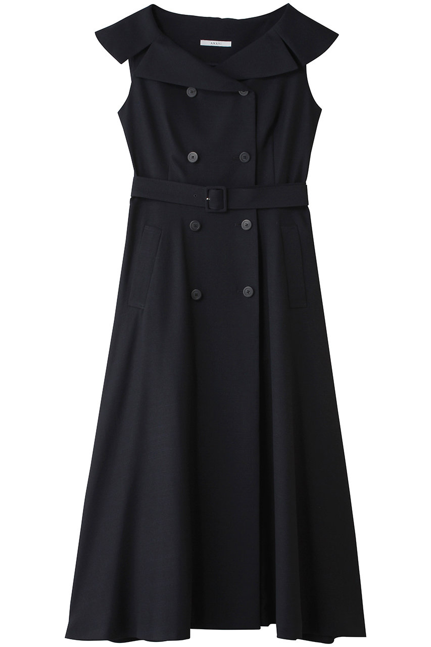 アナイ/ANAYIのスラブドビーオフショル ワンピース(ネイビー/10261714560-65-380)