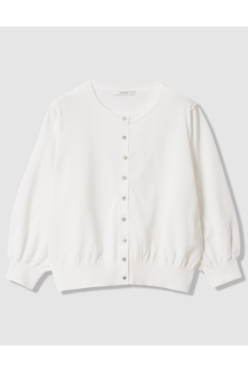 アナイ/ANAYIの【予約販売】アソートビジュー釦七分袖 カーディガン(ホワイト/10261816990-01-380)