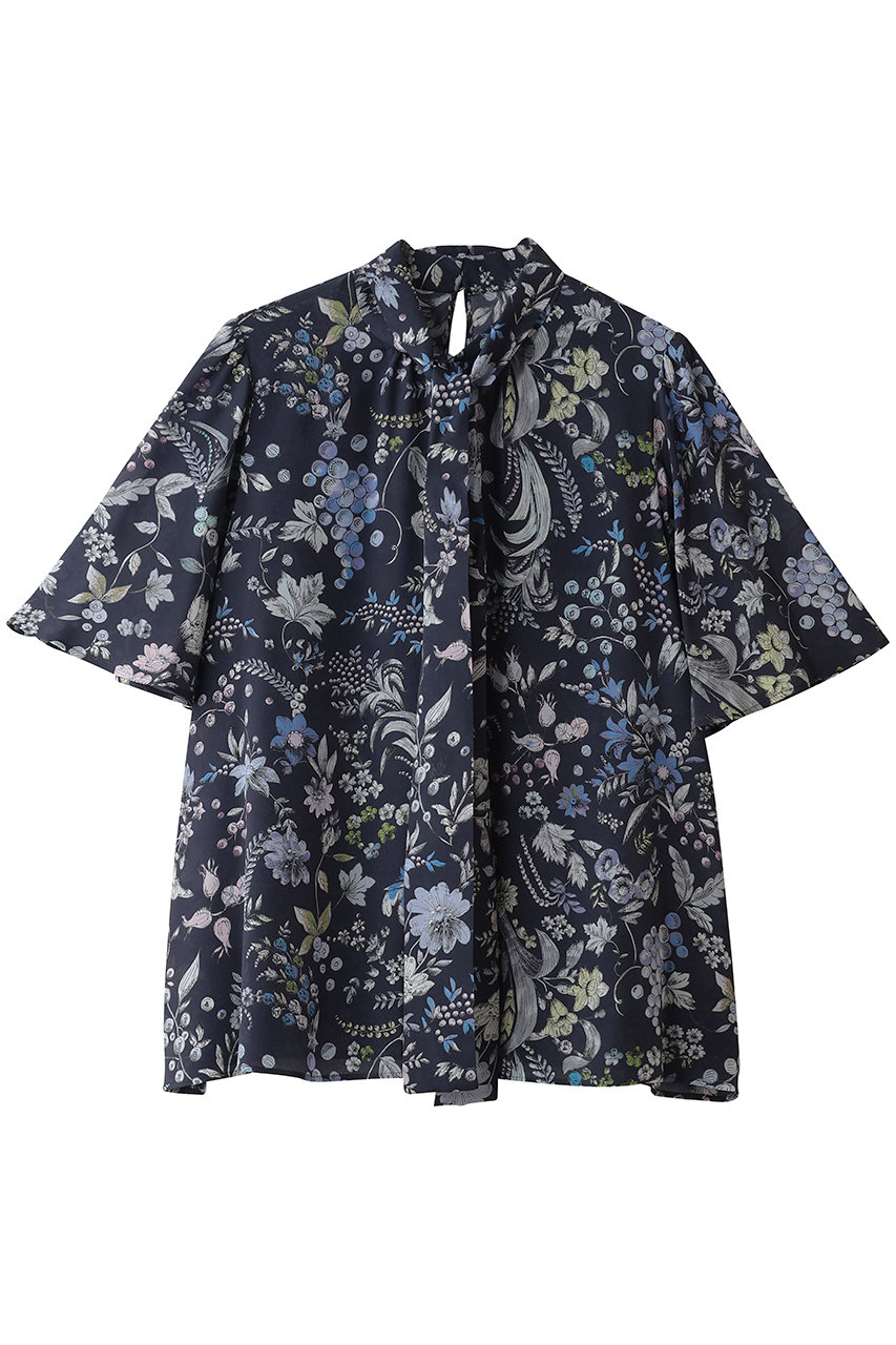 ANAYI ベリーフローラルPTスカーフタイブラウス (ネイビー, 38) アナイ ELLE SHOP