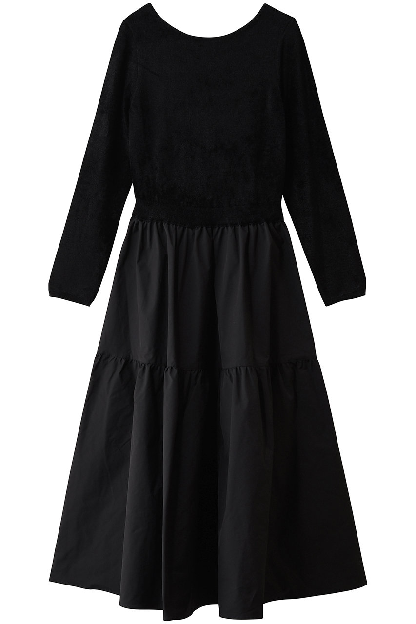 ANAYI モール+タフタドッキングワンピース (ブラック, 38) アナイ ELLE SHOP