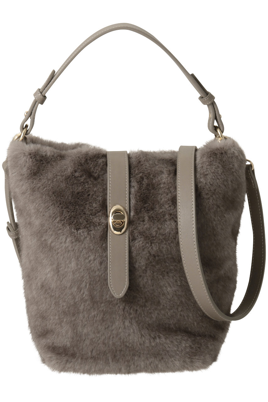 ANAYI フェイクファーバケットハンドBAG (グレージュ, 1) アナイ ELLE SHOP