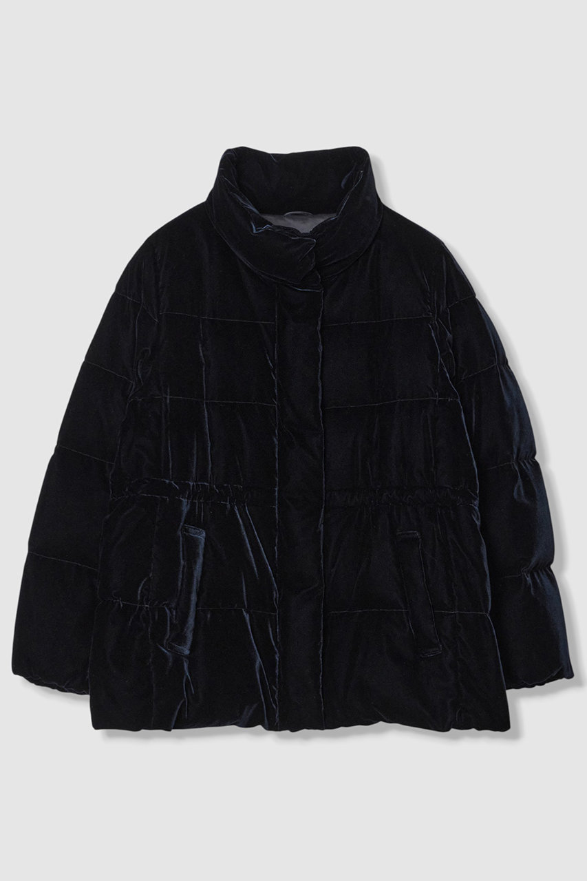 ANAYI(アナイ)｜【予約販売】ベルベットペプラムダウンコート/ネイビー
