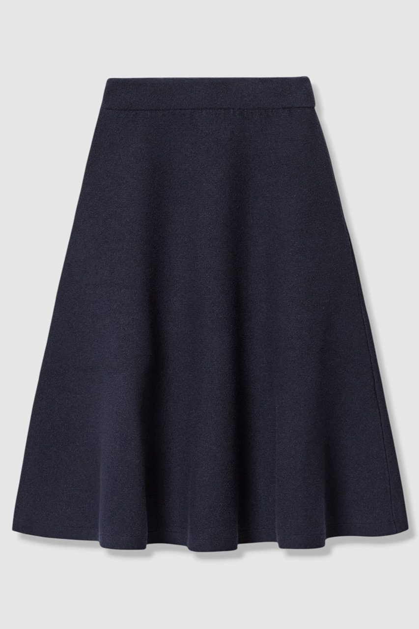 ANAYI ミニブークレダブルフェイス スカート〈セットアップ対応商品〉 (ネイビー, 38) アナイ ELLE SHOP