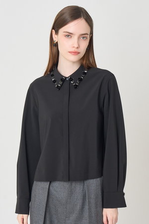 アナイ/ANAYIの【予約販売】ストレッチクロスビジューカラーシャツ(110400/110403)