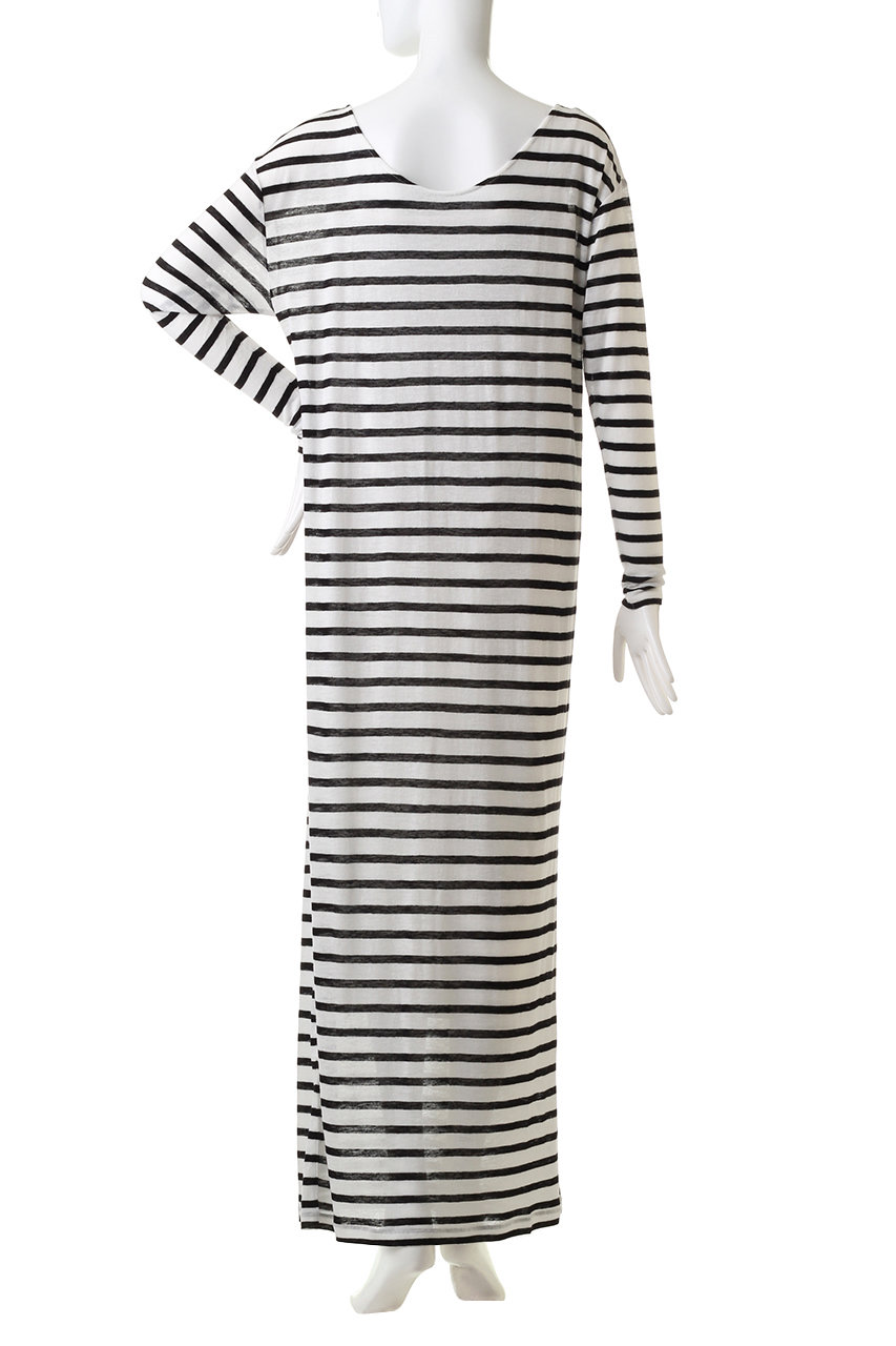 Third Magazine サード マガジン Third Magazine Mikomori ガーゼボーダーワンピース ブラック の通販 Elleshop エル ショップ