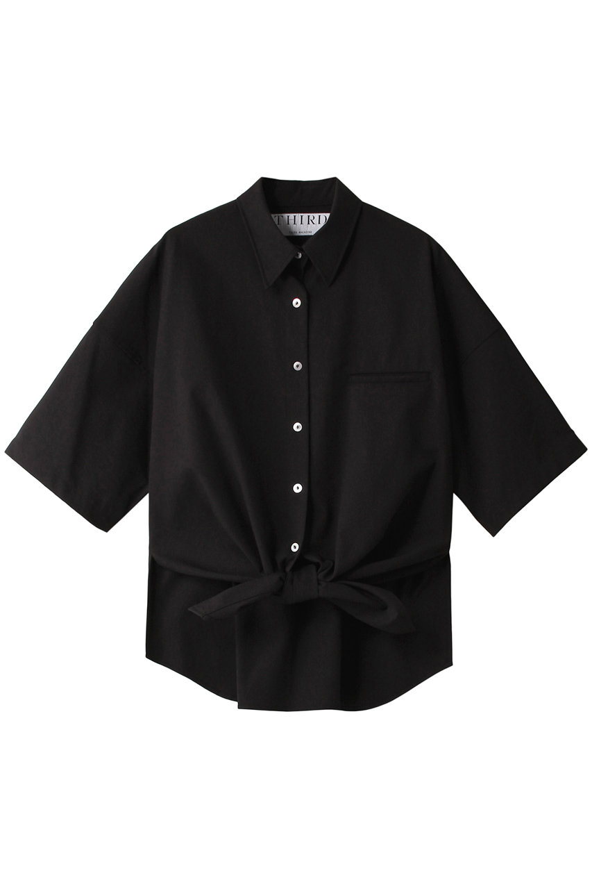 ＜ELLE SHOP＞ THIRD MAGAZINE 撥水素材ショートスリーブシャツ (ブラック F) サードマガジン ELLE SHOP