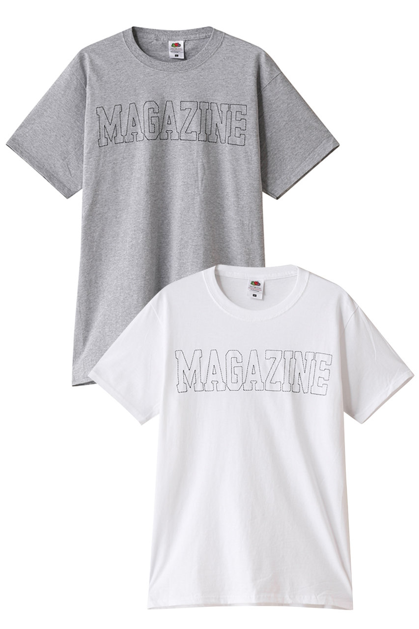 THIRD MAGAZINE 【別注】THIRD MAGAZINE×FRUIT OF THE ROOMバックTシャツ (ホワイト×グレー, F) サードマガジン ELLE SHOP