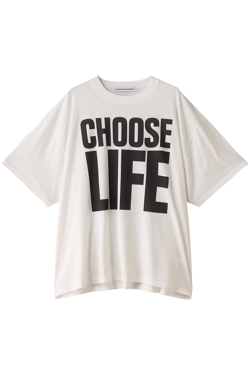 サードマガジン/THIRD MAGAZINEの【別注】KATHARINE HAMNETT×TM×mikomori CHOOSE LIFE SLOGAN Tシャツ(ホワイト/A0844UTS118)