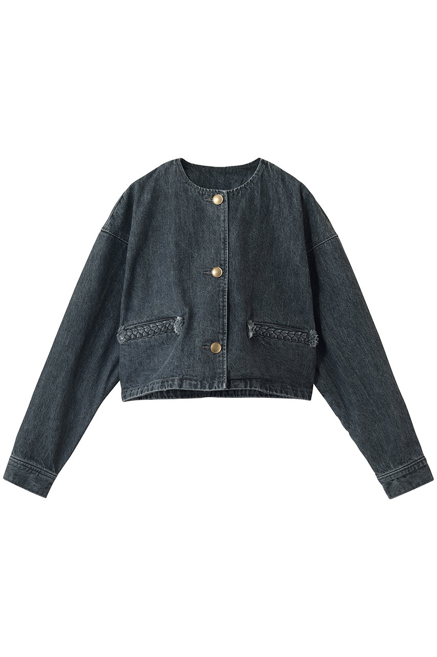 サードマガジン/THIRD MAGAZINEのノーカラーデニムジャケット(ブラック/A0861FJ 209)