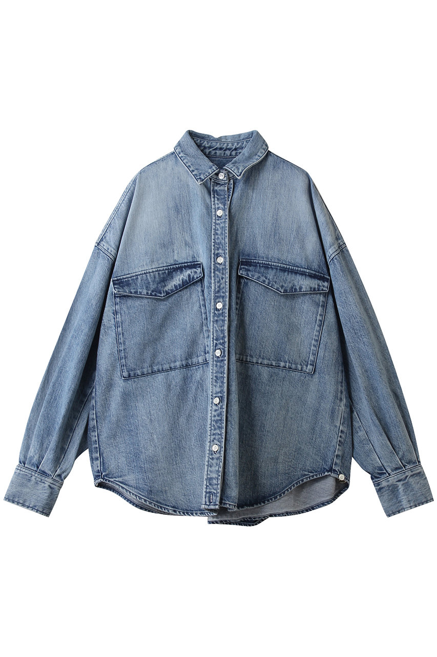THIRD MAGAZINE デニム2WAYボクシーシャツ (ブリーチ, F) サードマガジン ELLE SHOP THIRD MAGAZINE デニム2WAYボクシーシャツ (ブリーチ, F) サードマガジン ELLE SHOP
