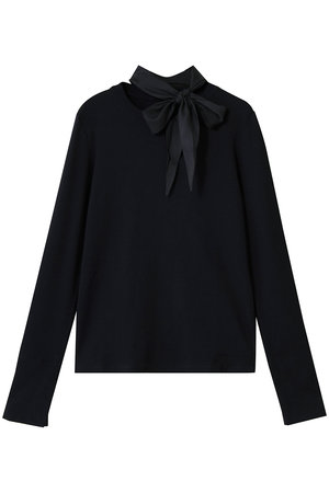 THIRD MAGAZINE サードマガジン　レース袖カットソー　黒 レース袖カットソー×タックワイドパンツ×バンダナ