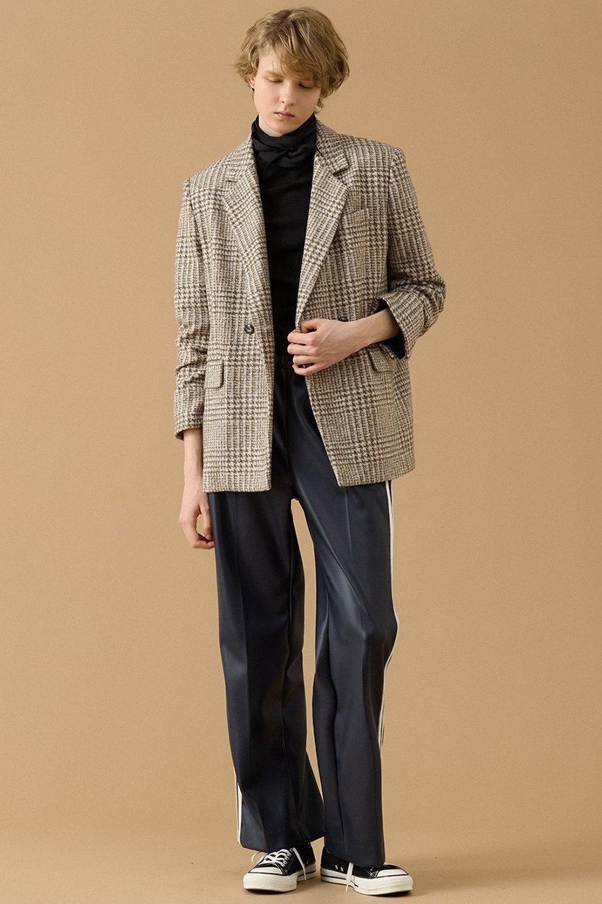 THIRD MAGAZINE(サードマガジン)｜レザーライクラインパンツ/ネイビー