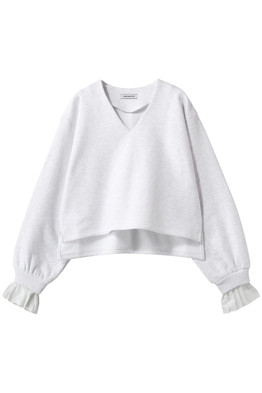 サードマガジン/THIRD MAGAZINEのプリーツスリーブVネックスウェット(杢グレー/A0861UTS208)