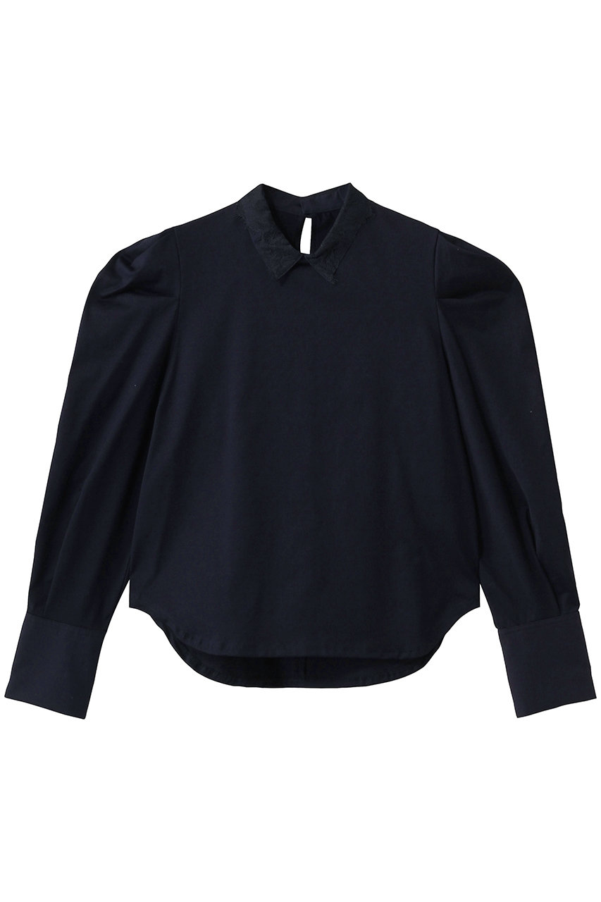 サードマガジン/THIRD MAGAZINEの襟レースカットソー(ネイビー/A0861UTS107)