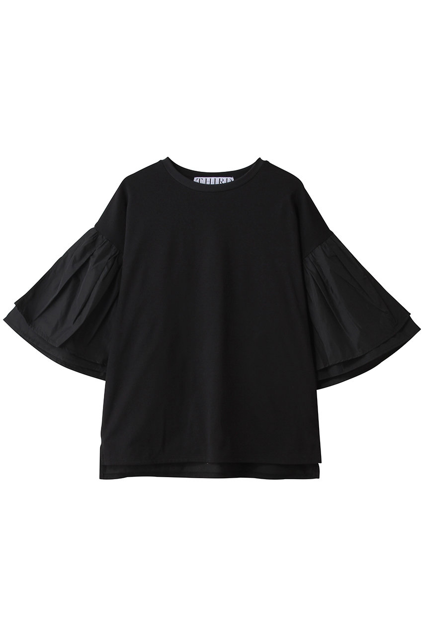 サードマガジン/THIRD MAGAZINEのラッフルスリーブTシャツ(ブラック/A0863UTS111)