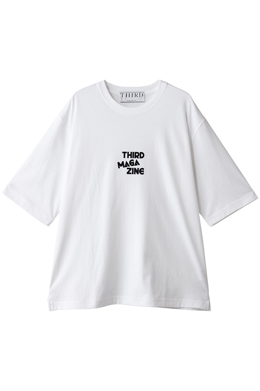 サードマガジン/THIRD MAGAZINEの3ラインロゴTシャツ(ホワイト/A0863UTS212)