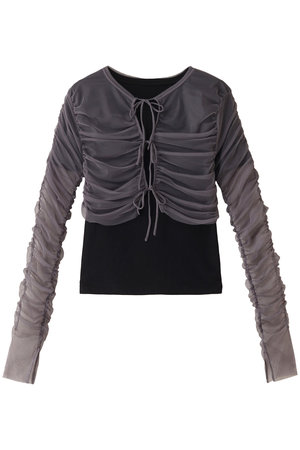 メゾンスペシャル/MAISON SPECIALの【ELLE SHOP 限定】マルチウェイチュールギャザーレイヤードトップ(110100/110102)