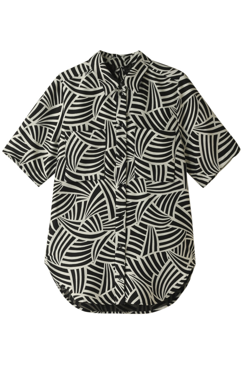 ＜ELLE SHOP＞ MAISON SPECIAL バックオープンプリントシャツ (BLK(ブラック) FREE) メゾンスペシャル ELLE SHOP
