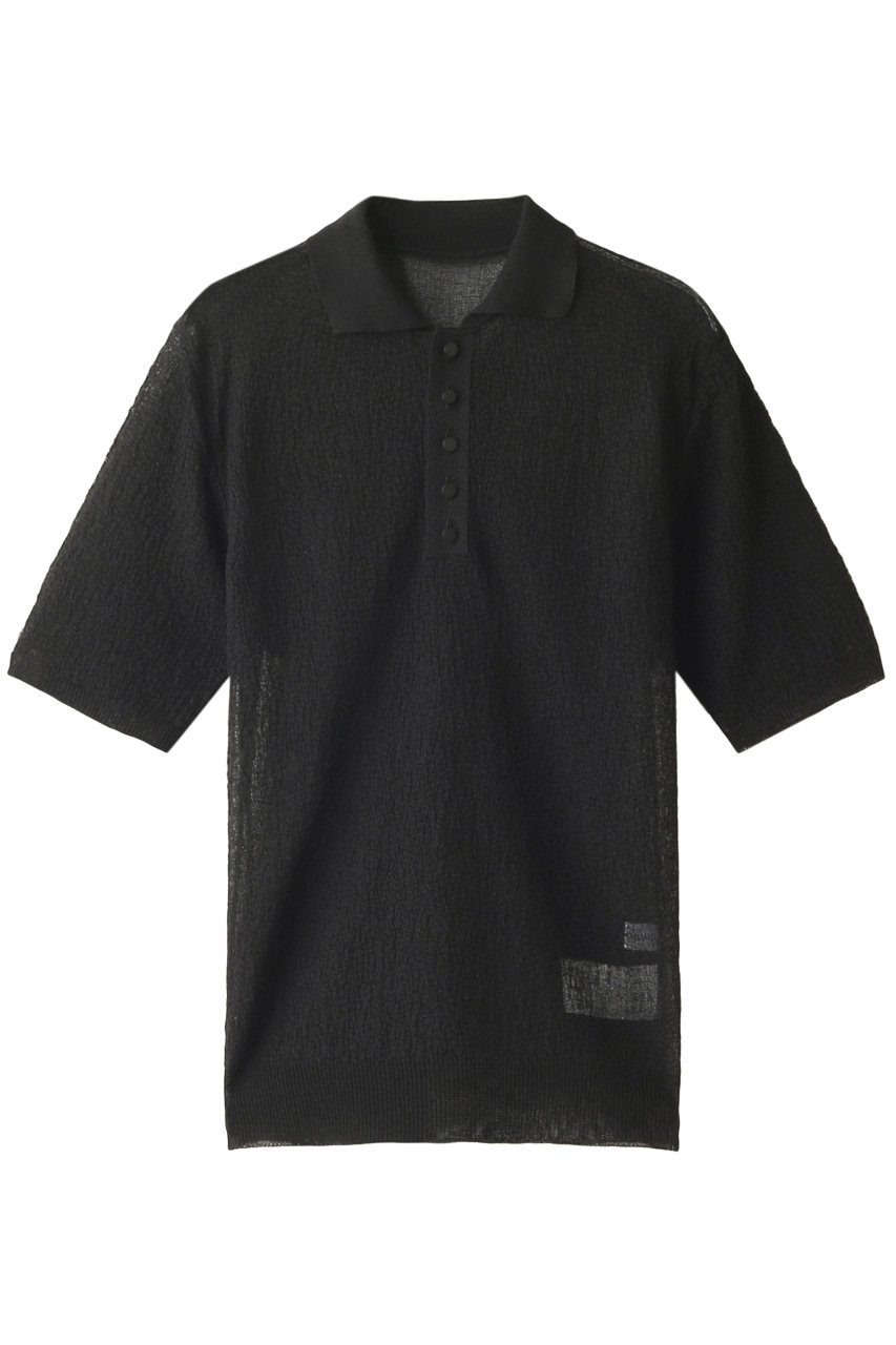 ＜ELLE SHOP＞ MAISON SPECIAL 梨地ポロシャツ (BLK(ブラック) FREE) メゾンスペシャル ELLE SHOP