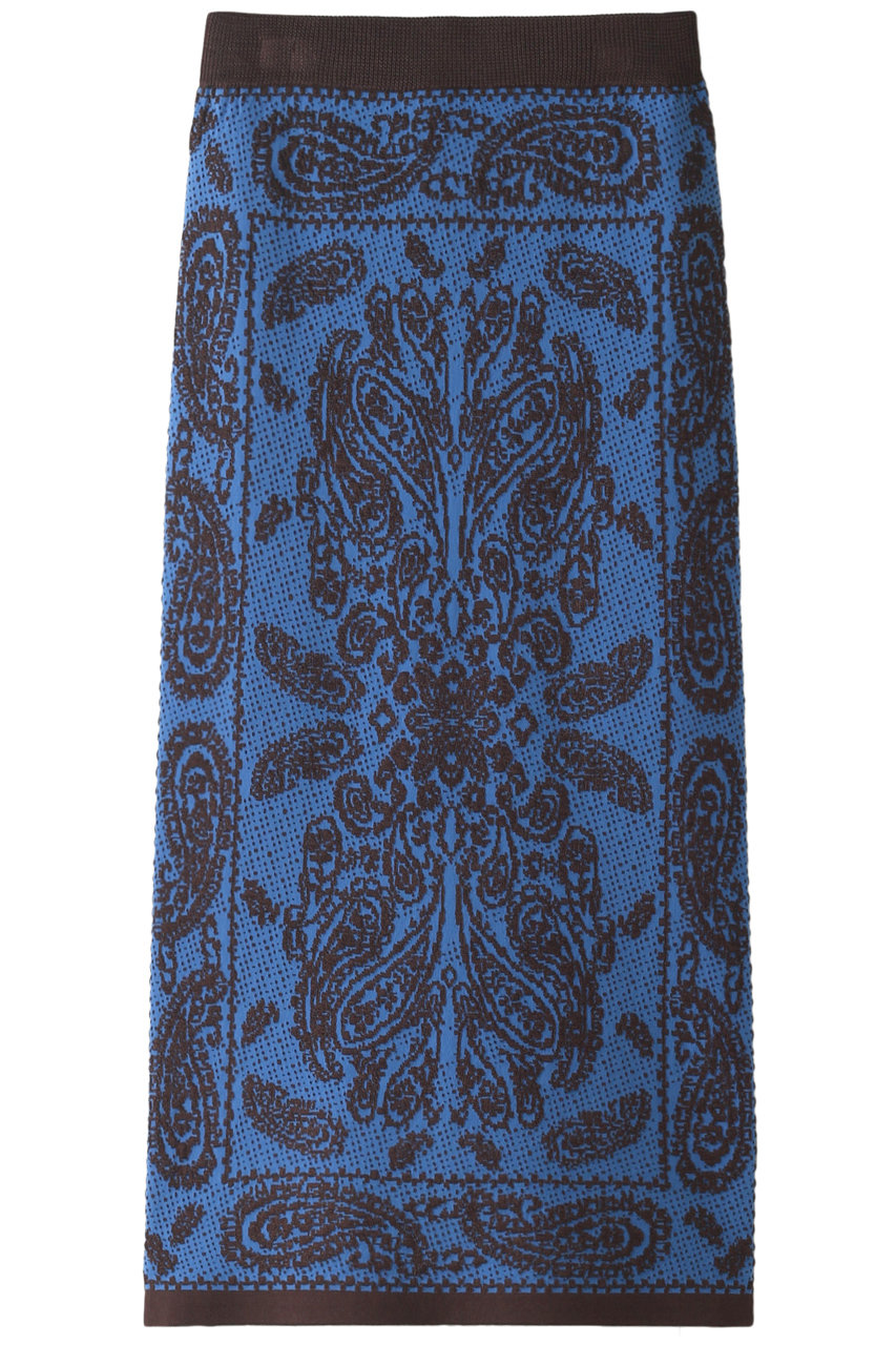 ＜ELLE SHOP＞ MAISON SPECIAL ペイズリージャガードタイトスカート (BLU(ブルー) FREE) メゾンスペシャル ELLE SHOP画像