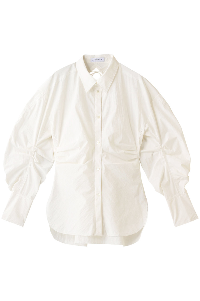 ＜ELLE SHOP＞ MAISON SPECIAL サーキュラースリーブシャツ (WHT(ホワイト) FREE) メゾンスペシャル ELLE SHOP