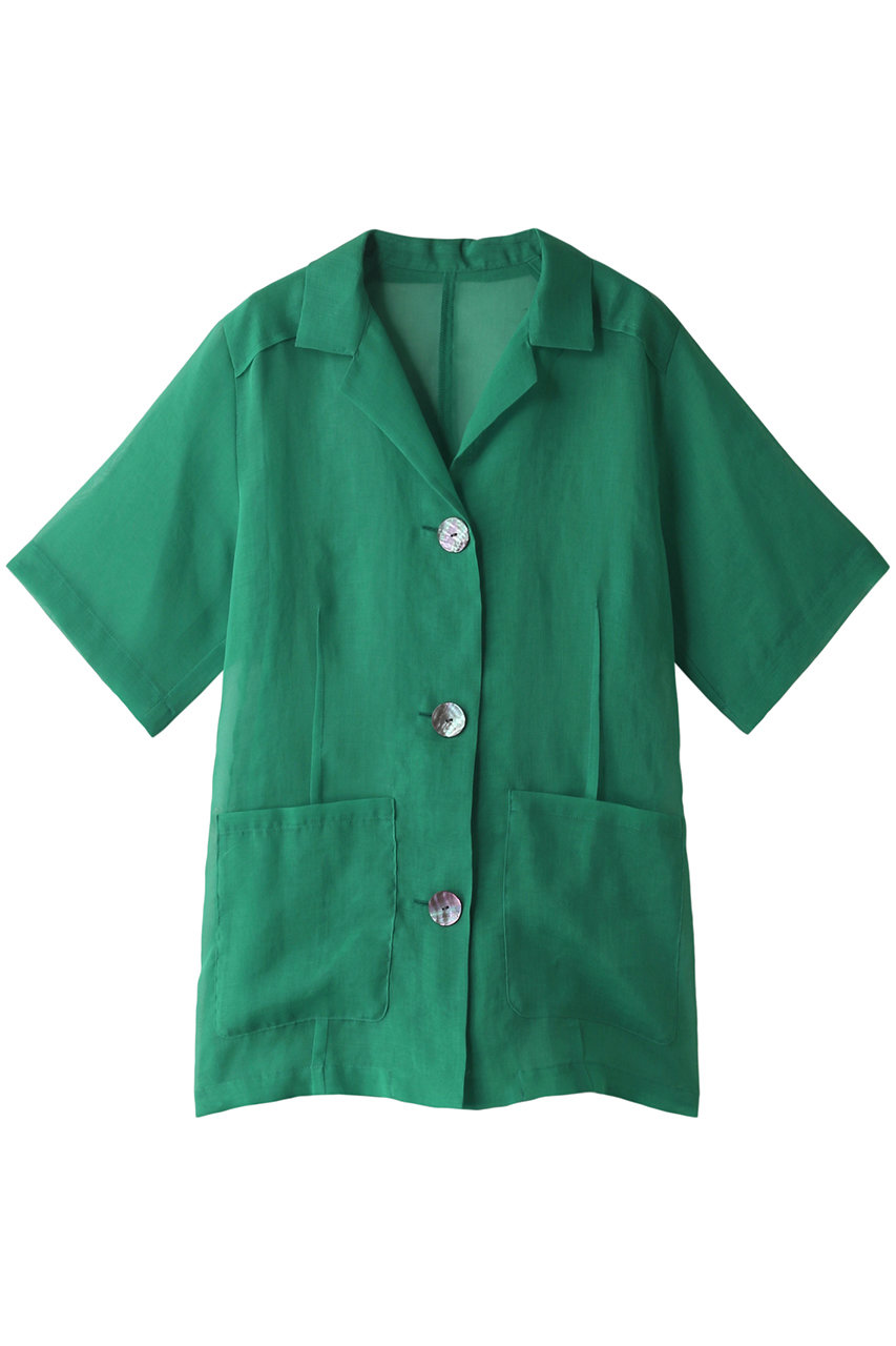 ＜ELLE SHOP＞ MAISON SPECIAL ハーフスリーブシアーシャツジャケット (GRN(グリーン) FREE) メゾンスペシャル ELLE SHOP