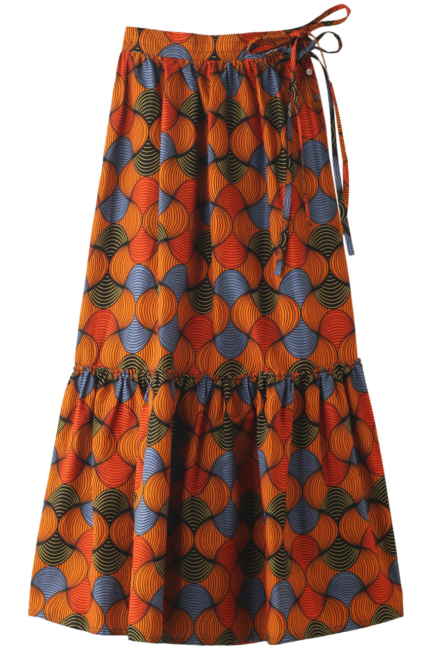 ＜ELLE SHOP＞ MAISON SPECIAL アフリカンバティックプリントマキシスカート (ORG(オレンジ) FREE) メゾンスペシャル ELLE SHOP