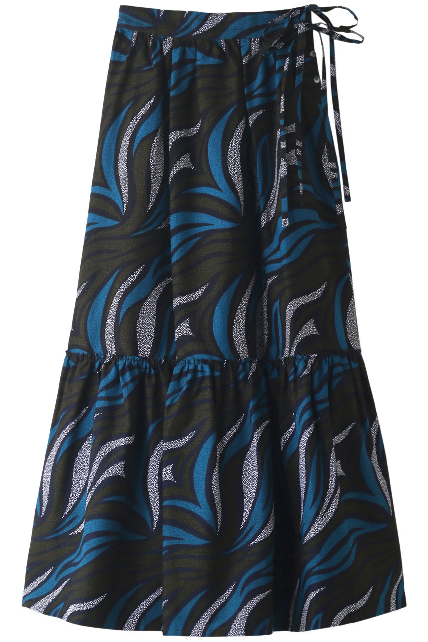 ＜ELLE SHOP＞ MAISON SPECIAL アフリカンバティックプリントマキシスカート (BLU(ブルー) FREE) メゾンスペシャル ELLE SHOP