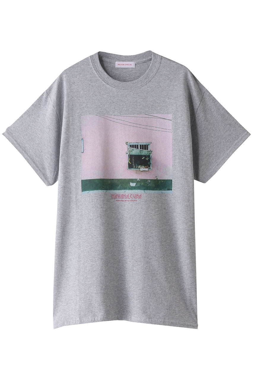 ＜ELLE SHOP＞ MAISON SPECIAL 【ISAO NISHIYAMA×MAISON SPECIAL】TROPICAL MARKET TEE (GRY(グレー) FREE) メゾンスペシャル ELLE SHOP