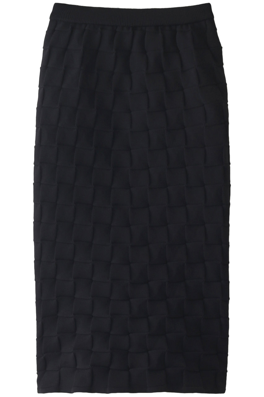 ＜ELLE SHOP＞ MAISON SPECIAL ブロックチェックニットカラースカート (BLK(ブラック) FREE) メゾンスペシャル ELLE SHOP