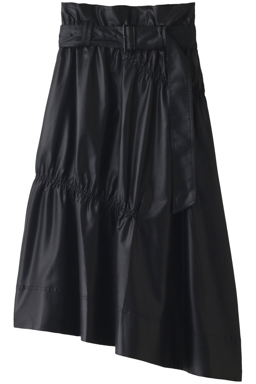 SALE 【20%OFF】 MAISON SPECIAL メゾンスペシャル レザーライクギャザースカート BLK(ブラック)