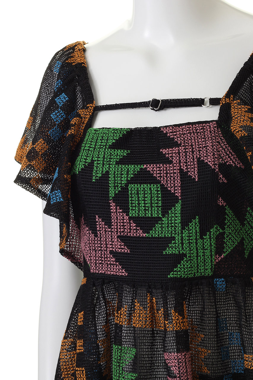 MAISON SPECIAL(メゾンスペシャル)｜クロスステッチトップス/BLK 