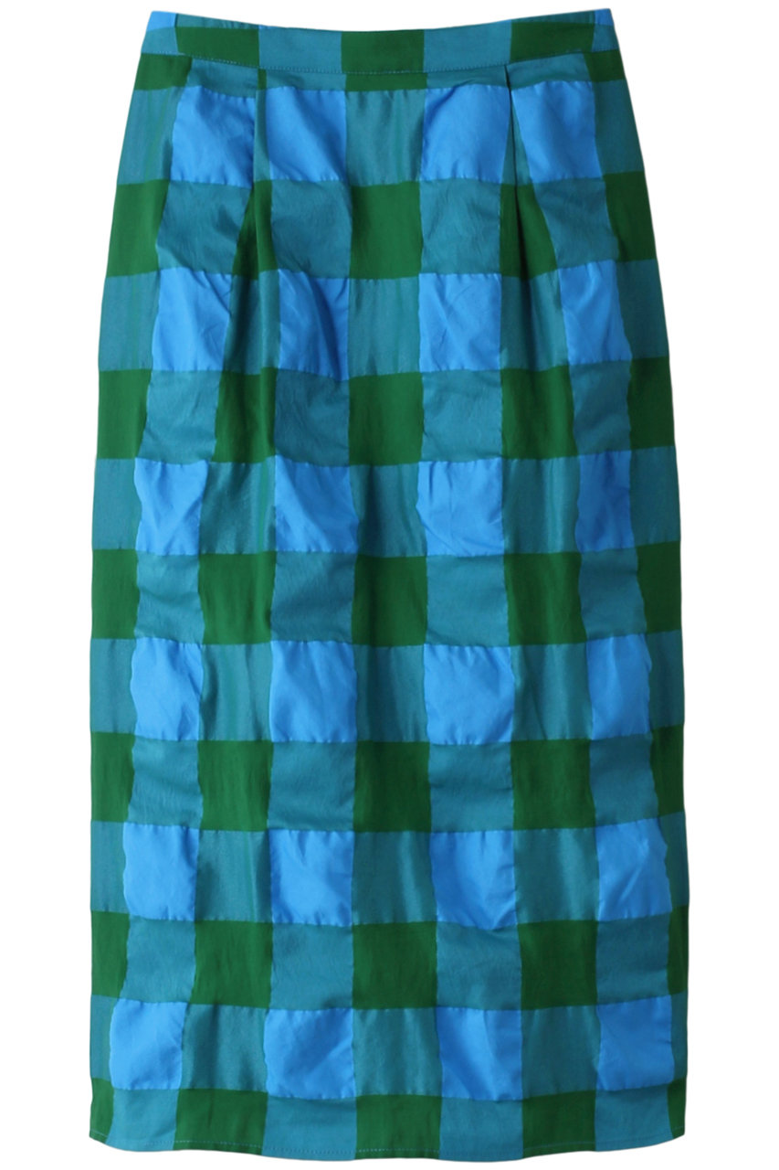 ＜ELLE SHOP＞ 30%OFF！MAISON SPECIAL ギンガムシャーリングスカート (BLU(ブルー) FREE) メゾンスペシャル ELLE SHOP