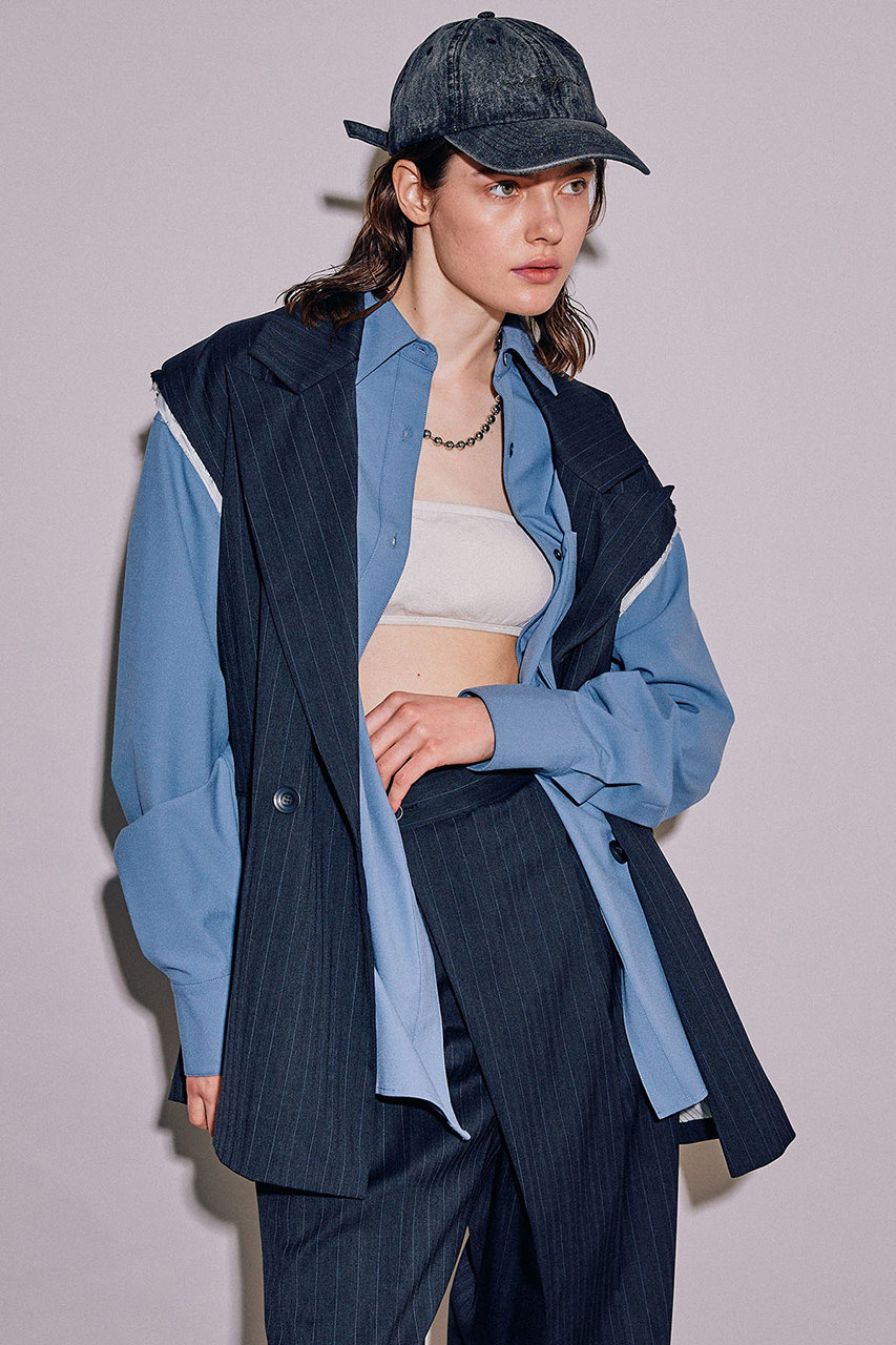 メゾンスペシャル / Back Belt Cut Off Gilet-