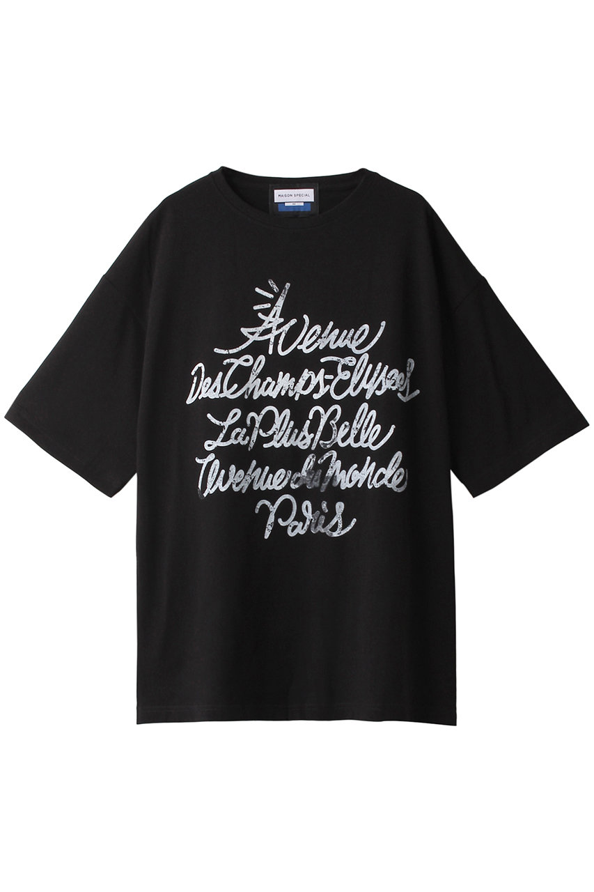 メゾンスペシャル/MAISON SPECIALの【UNISEX】AVENUEプリント半袖Tシャツ(BLK(ブラック)/11231411203)