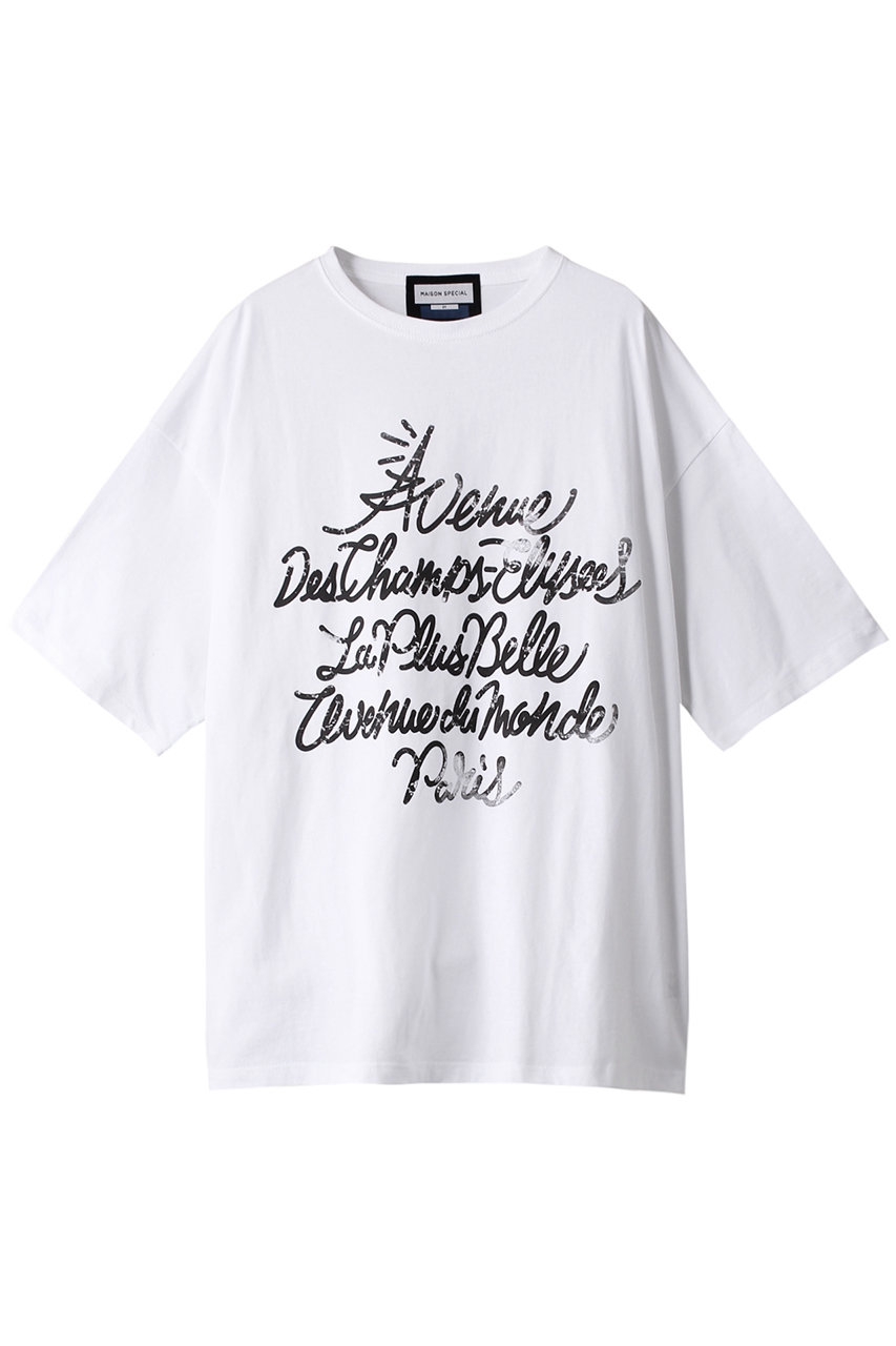 MAISON SPECIAL 【UNISEX】AVENUEプリント半袖Tシャツ (WHT(ホワイト), 1) メゾンスペシャル ELLE SHOP