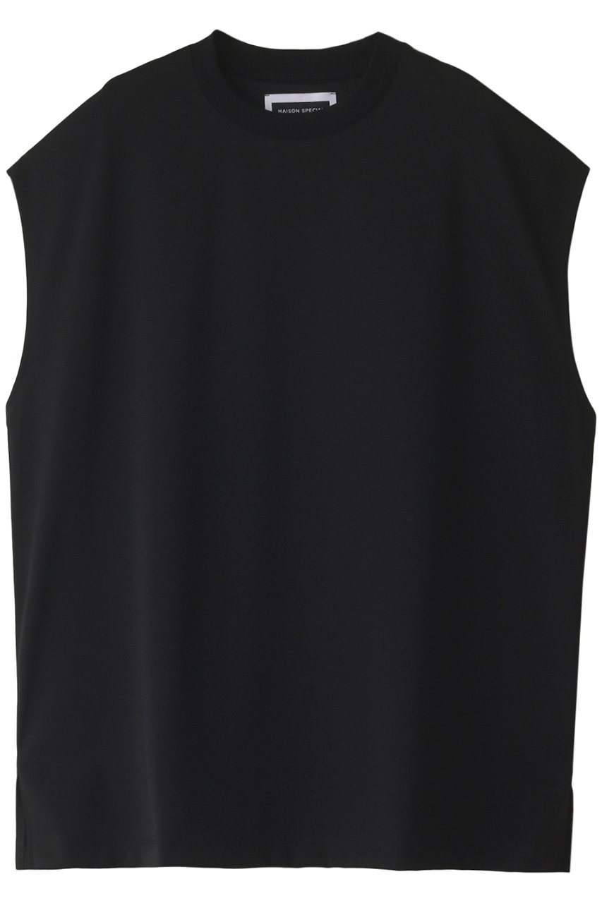 MAISON SPECIAL 【UNISEX】スマッシングライトポンチ プライムオーバーノースリーブTシャツ (BLK(ブラック), 1) メゾンスペシャル ELLE SHOP