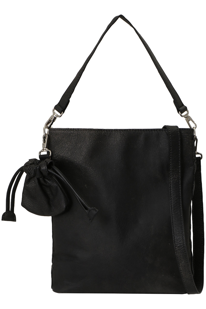 MAISON SPECIAL 【UNISEX】巾着チャーム付きレザー2WAYミニショルダーバッグ (D.BLK(ブラック), FREE) メゾンスペシャル ELLE SHOP