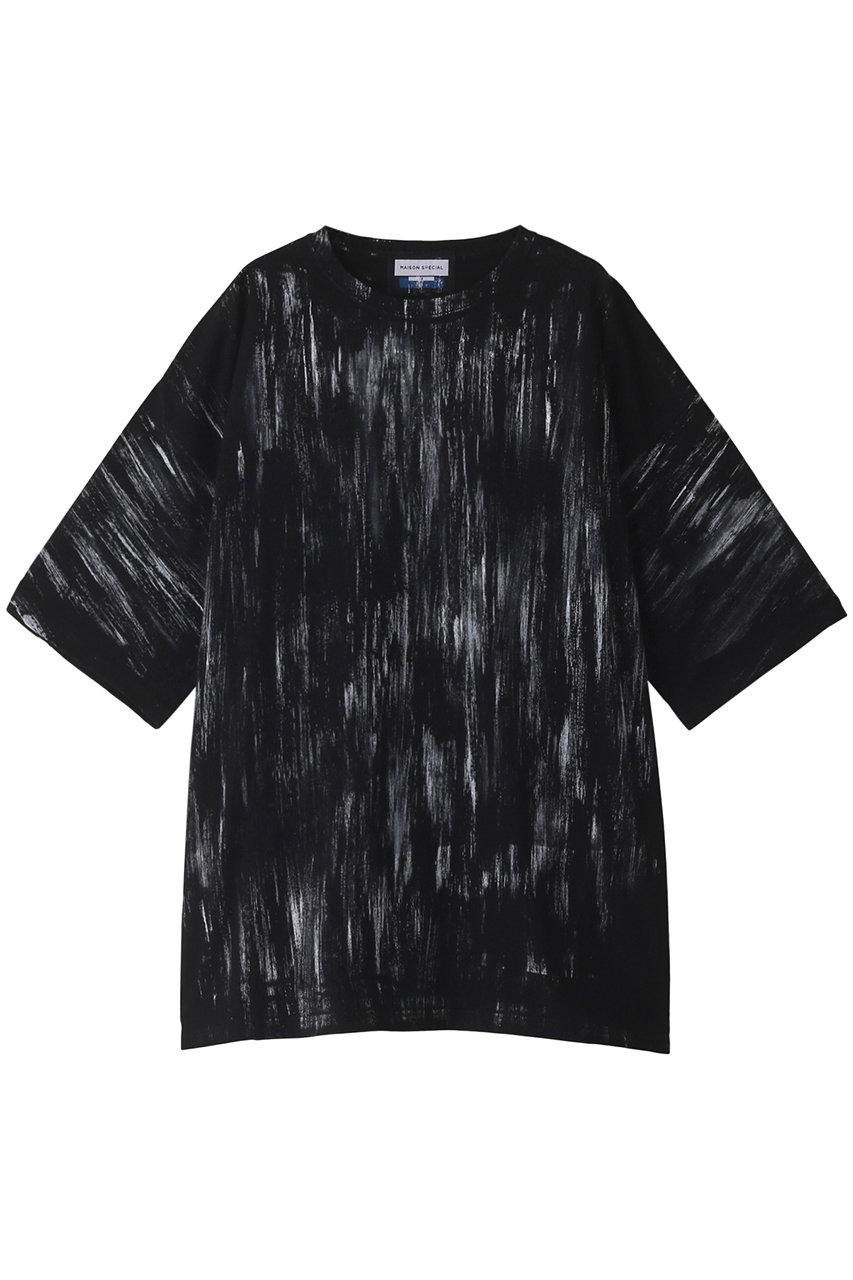 MAISON SPECIAL 【UNISEX】ハンドペイント半袖Tシャツ (BLK(ブラック), 2) メゾンスペシャル ELLE SHOP