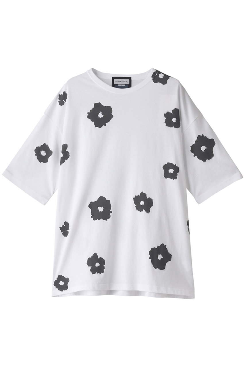MAISON SPECIAL 【UNISEX】ハンドペイントフラワー半袖Tシャツ (WHT(ホワイト), 2) メゾンスペシャル ELLE SHOP